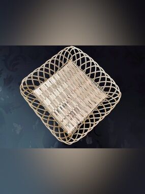 Gold Metal Basket Vintage Wire - 9.25” Square